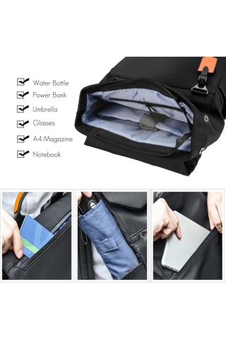 Dizüstü Bilgisayar Sırt Çantası 15,6 İnç Seyahat Sırt Çantası Usb Şarjlı Okul, Eğlence, İş, Su Geçirmez Naylon Siyah