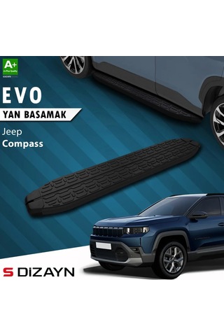 S-dizayn Jeep Compass 3 Evo Siyah Yan Basamak 193 Cm 2025 Üzeri A+ Kalite