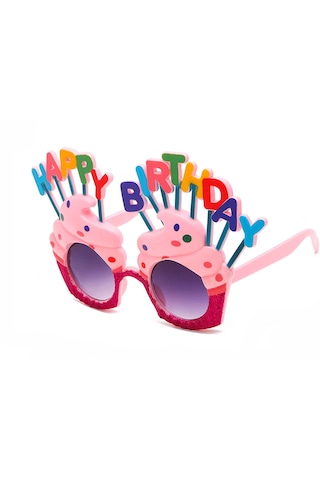Happy Birthday Yazılı Pembe Fuşya Renk Parti Gözlüğü 12x7