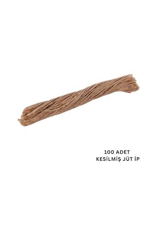 Doğal Kesilmiş Jüt İp Seti, 100lü-35 Cm, Kraft Hediye Paketleme & Süsleme İpi, Etiket Ve Ambalaj İpi