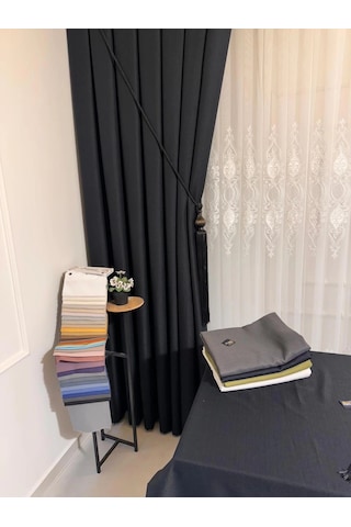 Nivemeshome Roma Keten 1/3 Sık Pileli Antrasit Fon Perde Apm Antrasit