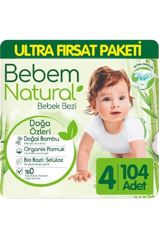Bebem Natural Bebek Bezi Ultra Fırsat Paketi 4 Numara 104 Adet