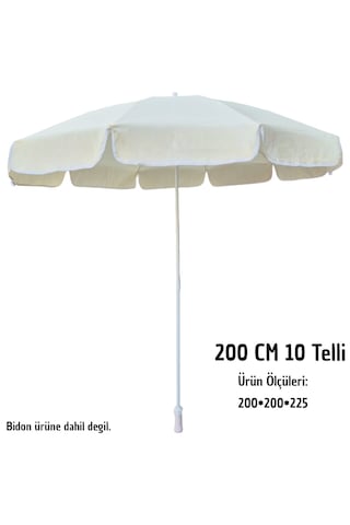 Plaj Şemsiyesi Krem 200 Cm 10 Telli Bambu - Krem Bidonsuz