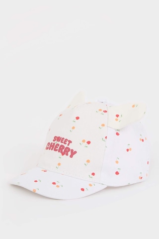 DeFacto Kız Bebek Baskılı Pamuklu Cap Şapka D8386A525SMWT1 Beyaz