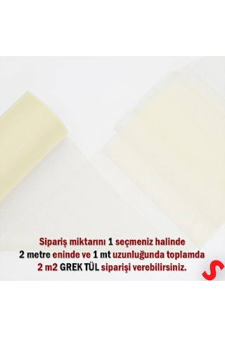 Süsleme Tülü Grek Tül, 2 Mt En X 1 Mt Uzunluk - Krem 0-99