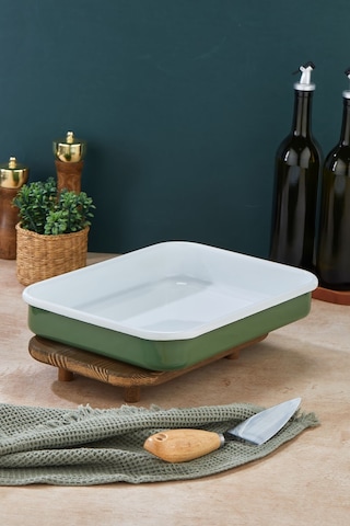 25 X 35 Cm Özel Tasarım Yemeklik Emaye Fırın Tepsisi Yanmaz Iz Bırakmaz Sunumluk