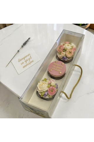 3 Lü Cup Cake Kutusu 28x10x9 Cm