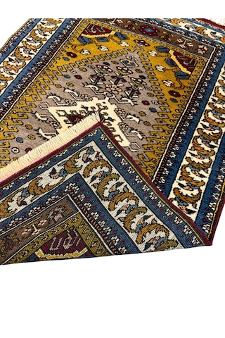 El Dokuma Sıfır Yahyalı Halısı 96x140 Kök Boya %100 Yün Halı Renkli