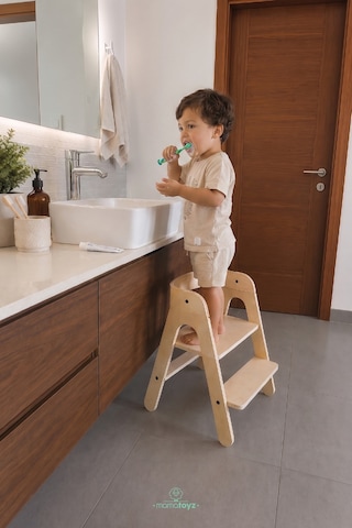 Mamatoyz Ministep Chair Ve Tower - Sandalye Ve Basamak Natural Ahşap