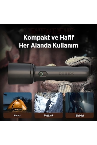 Philips Sfl1403 400 Lümen 5w Led El Feneri Teleskopik Zoom Sos Modlu Şarj Edilebilir Uzun Menzilli Flashlight