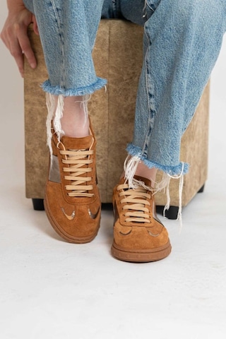 Bestello Bağcıklı Kauçuk Taban Sneaker 101-gumk-01 Kadın Ayakkabı Taba Suet