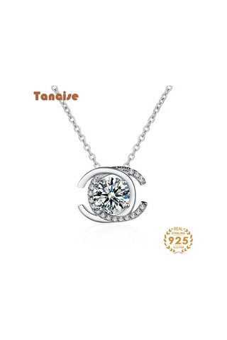 Tancise S925 Ayar Gümüş Mozanit Lüks Kişilik Kolye Kolye Kadın Klasik Gelgit Kolye Kolye Parti Hediye