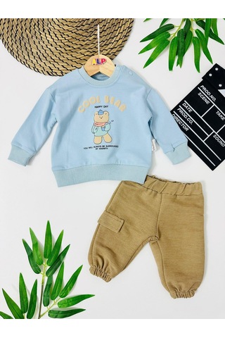 Andorra Cool Bear Detaylı Omuzdan Çıtçıtlı Takım Mavi