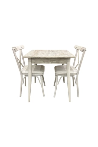 Mendel Masa Ve Bahar Çapraz Sandalye Takımı, Kristal, 70x70 Beyaz
