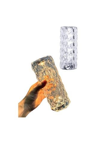 Kristal Lamba Masa Lambası Şarjlı Masa Lambası Dokunmatik Sensör Usb Şarjlı Çok Renkli