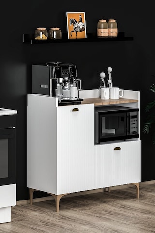 Elin Çok Amaçlı Kapaklı Kahve Köşesi, Fırın Dolabı, Kiler Dolabı, Mutfak Erzak Dolabı Beyaz