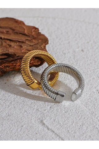 Altın Eetit Moda Paslanmaz Çelik Yuvarlak Elastik Açık Halka 2023 Minimalist 18k Pvd Kaplama Metal Klasik Doku Takı Anillo Bijoux Altın