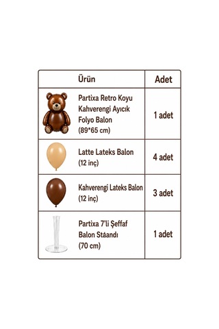 Saremset Retro Ayıcık Folyo Balonlu Doğum Günü Parti Seti-standlı Kahverengi Ve Latte Balon İle Teddy Bear Konsepti Tüm Yaşlar