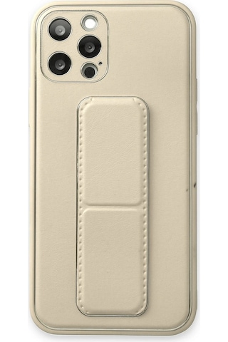 Newface Apple iPhone Uyumlu 12 Pro Kılıf Coco Deri Standlı Kapak Glblseme - 1 - Beyaz