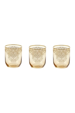 Bohemia Queen Meşrubat Bardak Amber Mat Altın 6 'lı
