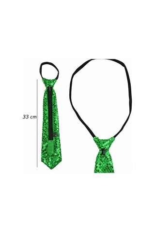 Yeşil Renk Pul Payetli Işıltılı Parti Kravatı 33 Cm 13+