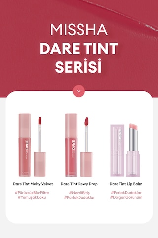 Missha Uzun Süre Kalıcı Bulaşma Yapmayan Kadifemsi Bitiş Sunan Tint Dare Tint Melty Velvet Rosy Lofi 0