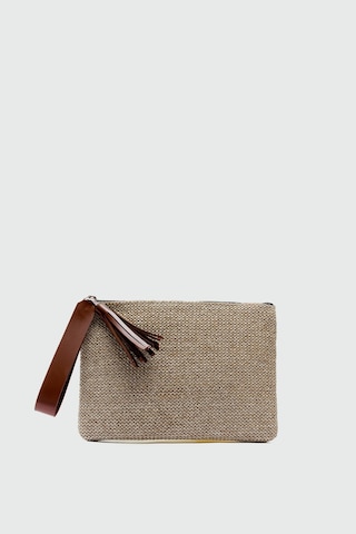 Shule Bags Juno Püskül Detaylı Hasır Clutch Çanta Taba Taba