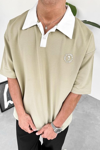 Su Yeşili Rose Polo Yaka Outplenty Premium Oversize Tişört Su Yeşili