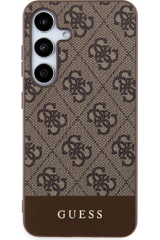 Galaxy S24 Uyumlu Kılıf Guess Lisanslı Pu Deri Şerit Logo Dizaynlı Kapak Siyah