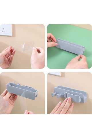 Kenpazar Pratik Kablo Düzenleyici Telefon Priz Şarj Standı Siyah