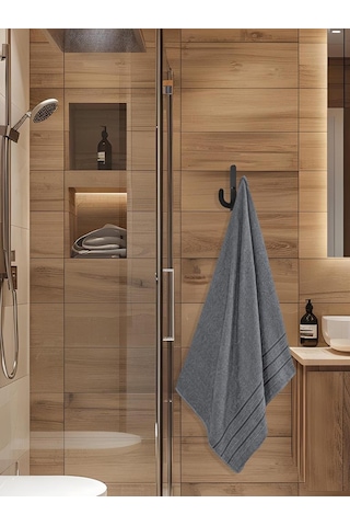 Bej Banyo Havlusu Tekli Dora 90x150 Cm Yüksek Emici Gri