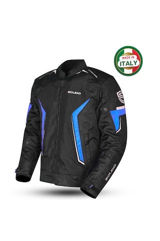 Scudo Roma 4 Mevsim Erkek Motosiklet Ceketi Siyah/mavi