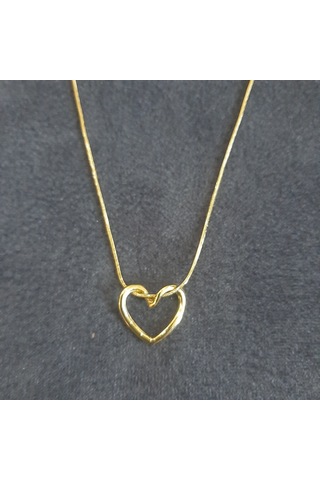 Stainless Steel Çelik Kolye Sade Kalp Gold