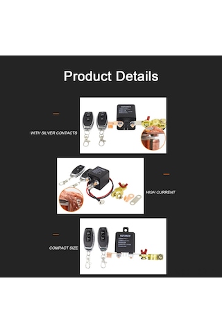 Geeroyoo 12v Araç Aküsü İçin Kablosuz Uzaktan Kumandalı Akü Devre Kesici Ve Güç Kesme Anahtarı, 2 Kumanda İle