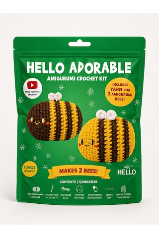 Bakgelal Hello Adorable Amigurumi Arı Yapım Kiti 2 Adet Bff Kendin Yap Hobi Seti, Türkçe Anlatımlı