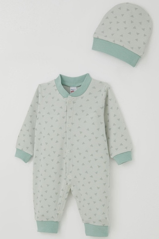 Breeze Erkek Bebek Tulum Mini Üçgenler Desenli 0-6 Ay, Su Yeşili Su Yeşili
