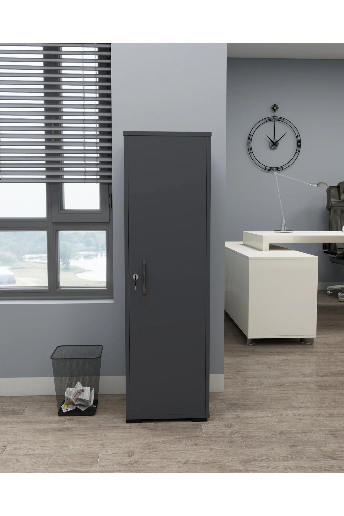 Kilitli Çok Amaçlı Dolap Ofis Mutfak Banyo İçin Kilitli Dolap Antrasit