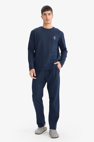 Defacto Pijama Takımı Regular Fit Uzun Kollu Waffle Üst Uzun Alt G2650ax25wnnv135 Lacivert-nv135