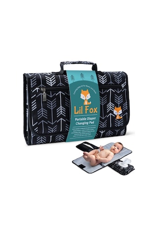 Hangfox Çocuk Bezi Değişim Matı Portable Çok Fonksiyonlu Katlanabilir Su Geçirmez Siyah Çanta Siyah