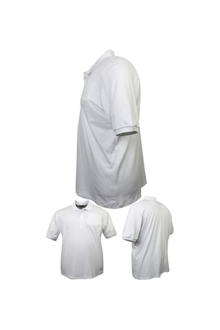 Erkek Büyük Beden 115 - 155 Kilo Arası Uygun Bedenli Likralı Pike Polo Yaka Cepli Tişört Beyaz