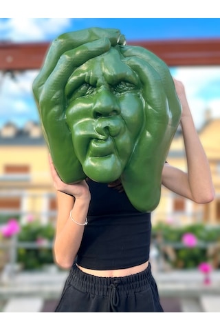 Soyut 3d Yüz Heykeli Modern Duvar Dekoru Çağdaş Yüz Formlu Duvar Heykeli 50x39 Cm Dev Heykel