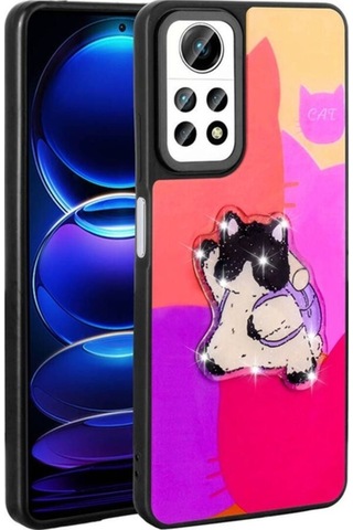 Xiaomi Redmi Note 12 Pro 4g Kılıf Parlayan Kabartmalı İkonik Figürlü Zore Amas Silikon Kapak Mor