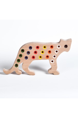 Ahşap Eğitici Doğal Renkli Kedi Tak Çıkar Montessori Oyuncak