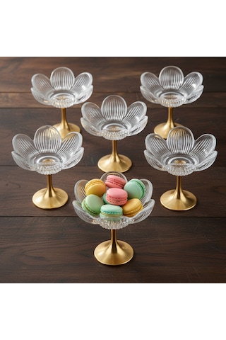 Lotus Metal Ayaklı Sunumluk 6 Lı Sade Beyaz