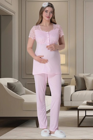 Mecit Pijama Mecit 6009 Pembe Hamile Lohusa Pijama Takımı