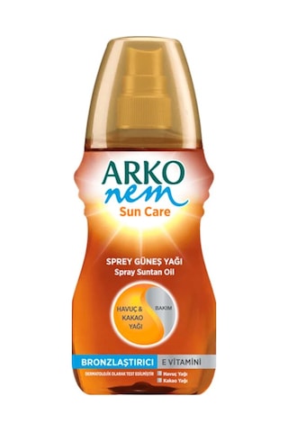 Arko Nem Havuç & Kakao Yağı Özlü Bronzlaştırıcı Sprey Güneş Yağı 150 ML Arko Nem Havuç & Kakao Yağı Özlü Bronzlaştırıcı Sprey Güneş Yağı 150 ML