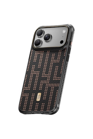 Apple iPhone 18 Pro Uyumlu Kılıf M-safe Şarj Özellikli Raptic Aramid Dual Grid Serisi Karbon Kapak Siyah