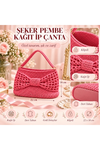 Pembe Kağıt İp Özel Tasarım Çanta