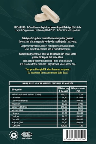 A Plus L-carnitine Lepidium Bitkisel Kapsül Aromasız