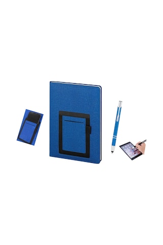 Not Defteri Touchpen Metal Tükenmez Kalemli Çizgili Cepli Defter